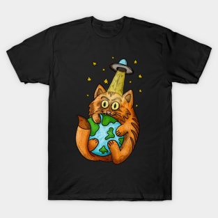 Cat space ufo T-Shirt